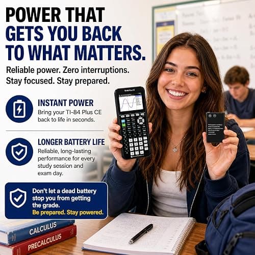 TI-84 Plus CE Battery Replacement Fit Texas Instruments TI-84 Plus CE C Graphing Calculator, TI NSpire CX/CX II/CX CAS, P11P35-11-N01 & 3.7L12005SPA Battery, Fix Dead Power Issue & Error Validating OS thumbnail 4
