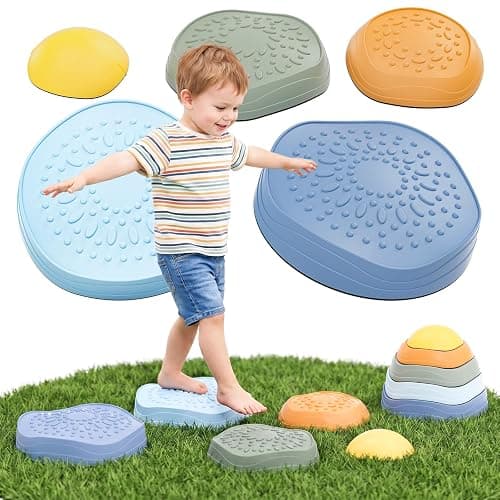 Lehoo Castle Stepping Stones for Kids, Balance Toddler Toys, Outdoor Toys | Non-Slip Sensory Toys, Balance and Gross Motor Skills, Indoor & Outdoor Obstacle Course for Kids, Coordination, 18M+ - Image 1