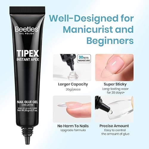 Beetles Tipex Nail Glue 20g Solid Nail Glue Gel Super Strong for Tipex Nail Tips Soak Off U V No Hand-Hold Needed Professional Beginner-Friendly 28+ Days Lasting thumbnail 5