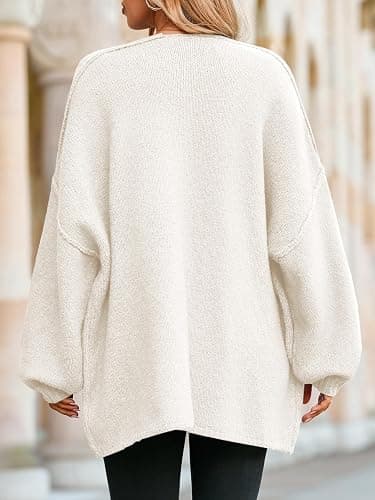 Saodimallsu Womens Oversized Cardigan Sweaters Open Front Chunky Knit Casual Long Lantern Sleeve Fall Sweater Coats thumbnail 5