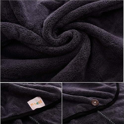 M-bestl 2 Pack Hair Drying Towels, Anti-frizz Hair Towel Wrap, Absorbent Microfiber Hair Towel Turban with Button Design for Straight Curly Hair (Dark Gray&Light Gray) thumbnail 3