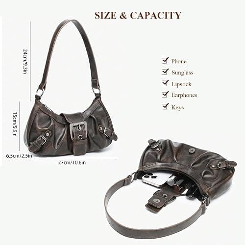 Shoulder Bag for Women Top Handle Handbag Purse Y2K Hobo Clutch Small Punk Purse Trendy thumbnail 4