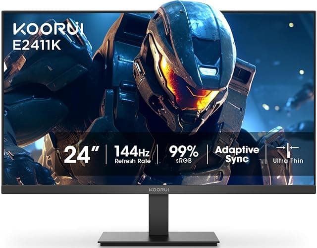 KOORUI 24 inch Computer Monitor, 144Hz IPS FHD (1920 x 1080) 99% sRGB 1000:1,Adaptive Sync,PC Desktop Monitors for Computer,HDMI/VGA Ports,100 x 100 mm VESA Mountable,Eyecare,Black - Image 1