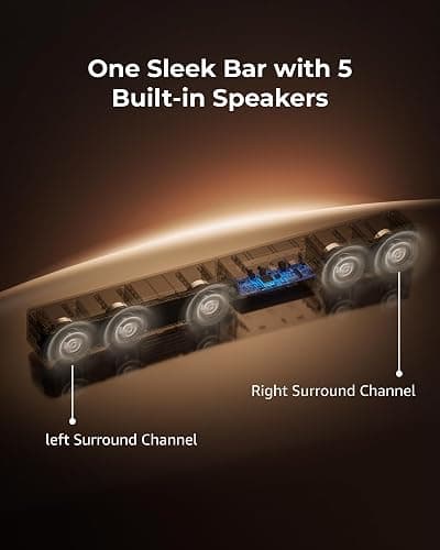 ULTIMEA 5.1ch Soundbar with Dolby Atmos, Sound Bar with Subwoofer for Smart TV, Home Theater Surround Sound System for TV, 300W Adjustable Bass Boost, App Control, BT 5.4, Poseidon M60 (2025 Model) thumbnail 3