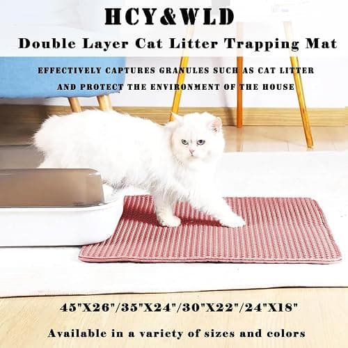 HCY&WLD Cat Litter Mat, Honeycomb Double Layer Cat Litter Trapping Mat, Waterproof Urine Proof Non-Slip, Scatter Control, Less Waste, Easier to Clean, Pink, 24" x 18" thumbnail 2