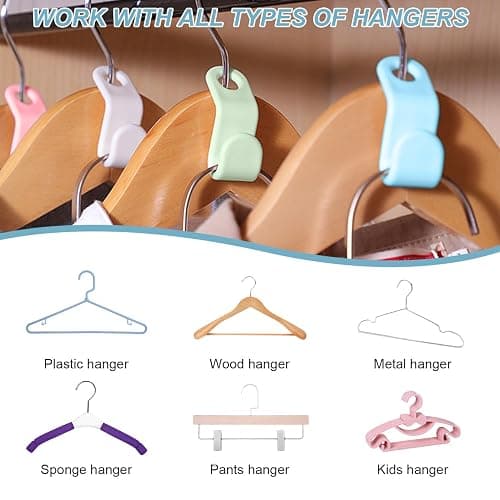 50 PCS Space Saving Hanger - Clothes Connector Hooks, Stacking Space Saver, Plastic Closet Organizers and Storage Extender for Heavy Duty Cascading Connection (White) thumbnail 5