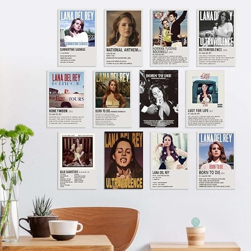 Lidy 12 PCS Lana Poster Music Album Cover Posters Set Merch Wall Art Decor Unframed Canvas Poster Gifts 8x12inch (20x30cm) thumbnail 5