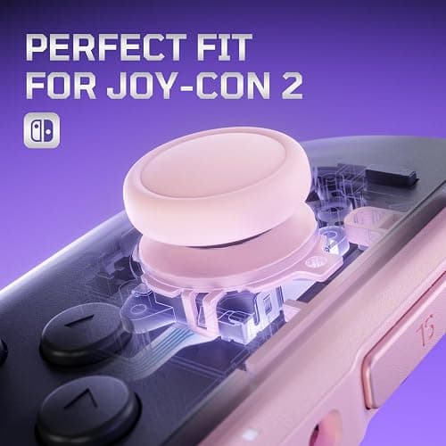 eXtremeRate Replacement 3D Joystick & Thumb Grips & Side Rail Shell Buttons for Nintendo Switch 2 JoyCon, Console Rail Stickers Left Right Analog Thumbsticks Caps for Switch 2 - Cherry Blossoms Pink thumbnail 6