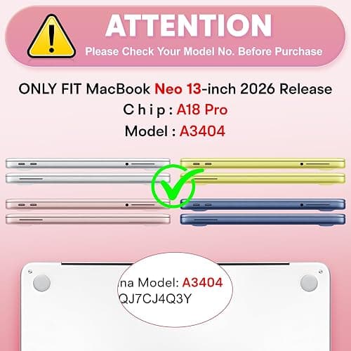 May Chen Compatible with MacBook Neo 13 inch Case 2026 Model A3404, Plastic Hard Shell,Keyboard Cover,Screen Protector,Dust Plug, for MacBook Neo 13" with A18 Pro Chip, Cherry Blossom thumbnail 2