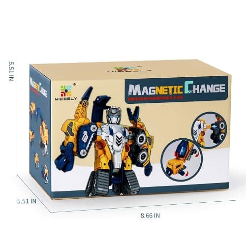 MIEBELY Toddler Robot Construction Vehicles Set – 5Pcs Transforming Robots for Kids - Magnetic Toys with Sturdy Connectors – Easy DIY Assembly Function – 5-in-1 Educational STEM Toys thumbnail 7