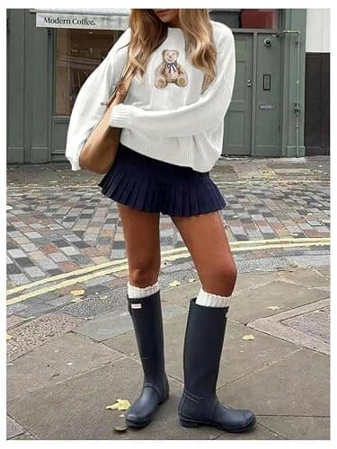 Floerns Women's Bear Long Sleeve Pullover Sweater Cute Crew Neck Knitted Tops thumbnail 4