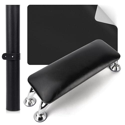 Nail Arm Rest for Acrylic Nails with Nail Table Mat, Microfiber Leather Nail Hand Rest Cushion for Nails, Soft Hand Pillow Footstool with Foldable Nail Art Hand Rest Pad for Nail Tech Use (Black) - Image 1