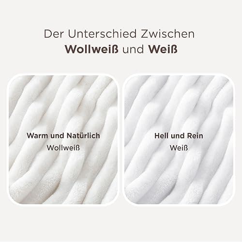 BEDSURE Kuscheldecke - Wolldecke & Fleecedecke, Sofadecke, Weiche Warme Grobe Korddecke für Zimmer Deko, Wohn- & Kuscheldecken, Tagesdecke, Wollweiß, 150 x 200 cm thumbnail 3