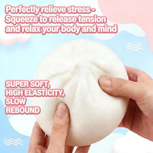 Mystery Dumpling Squishy, Extra-Large 10in Slow Rising Sensory Toy, Squeezable Decompression Dough Ball for Stress Relief, Fun Desk Fidget for Teens & Adults (Purple) thumbnail 6