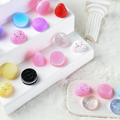 30pcs Taba Squishy Toys Kit, Mini Kawaii Squishy Stress Relief Fidget Toys for Party Favors Birthday Gifts, Include Cookies, Hamster, Strawberry Toys & 20 Sheets Stickers thumbnail 5