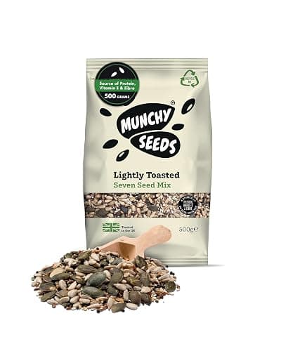 Munchy Seeds Lightly Toasted 7 Seed Mix, Pumpkin Seeds, Sunflower Seeds, Hemp, Chia, Rapeseed, Flaxseeds, Seeds for Baking, Breakfast Cereals & Granola, Mixed Seeds to Eat, Mixed Seeds for Eating 500g - Image 1