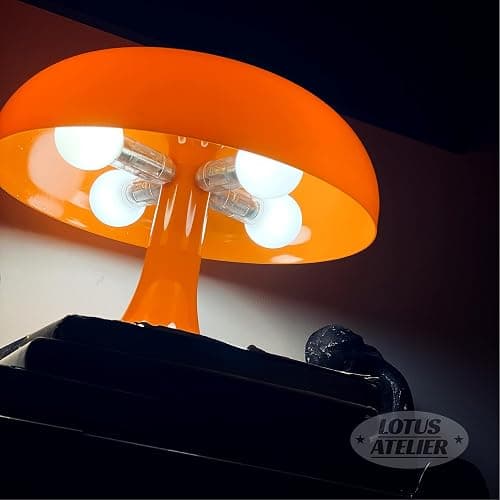 Lotus Atelier Orange Mushroom Lamp for Room Aesthetic Modern Lighting for Bedroom | Cool Retro Living Room Decor (Orange) thumbnail 5