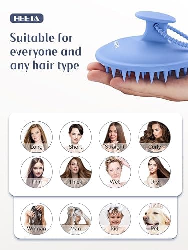 HEETA Scalp Massager Shampoo Brush with Silicone Bristles for Dandruff Removal Scalp Care & Hair Growth, Scalp Scrubber for All Hair Types, Head Massager Stress Relax, Upgraded Large Design,Blue thumbnail 7