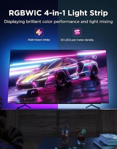 Govee TV LED Backlight 2, 14.4ft Cuttable TV Lights for 32-70 Inch TVs, Color Changing RGBWIC LED Strips Lights with 210+ Scene Modes & Music Sync, Smart APP and Voice Control, Easy Install thumbnail 2