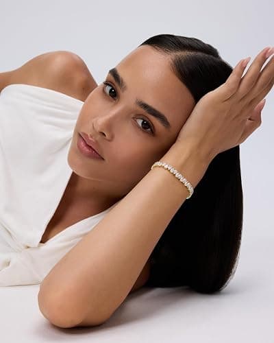 PAVOI 14K Gold Plated Tennis Bracelets for Women, Bridal Pear CZ Bracelet | Gold Tennis Bracelet with Pear Cubic Zirconia, Hypoallergenic Wedding Jewelry Gift thumbnail 6