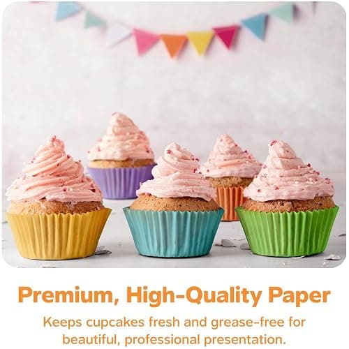 GUSTO [500 Count] Standard Colorful Cupcake Liners, Muffin Liners for Baking, Food Grade & Grease-Proof, Durable Baking Cups for Muffins, Cupcakes, and More - Assorted Colors - Formerly Comfy Package thumbnail 3