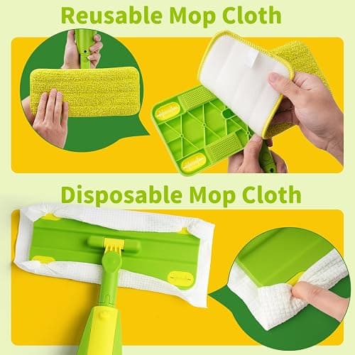 Lullulii Kids Spray Mop, Fun & Functional Toddler Mop Cleaning Set,Real Working Mini Mop, Pretend Play Toy –Includes Spray Bottle,Washable Microfiber Pads, Montessori Kids Cleaning Toy Set -Green thumbnail 4