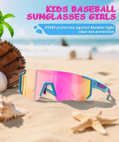 QALLY Kids Sunglasses Youth Baseball Softball Sunglasses for Girls Boys Age 4-14 UV Protection Sports Kids 3 Pack thumbnail 3