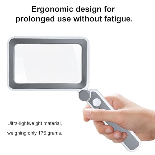 Rechargeable LED Magnifying Glass for Reading Books, Bible & Small Print, 4X Optical-Grade Rectangular Lens with 3 Adjustable Brightness Levels, USB-C Foldable Magnifier Gift for Seniors, Low Vision thumbnail 7