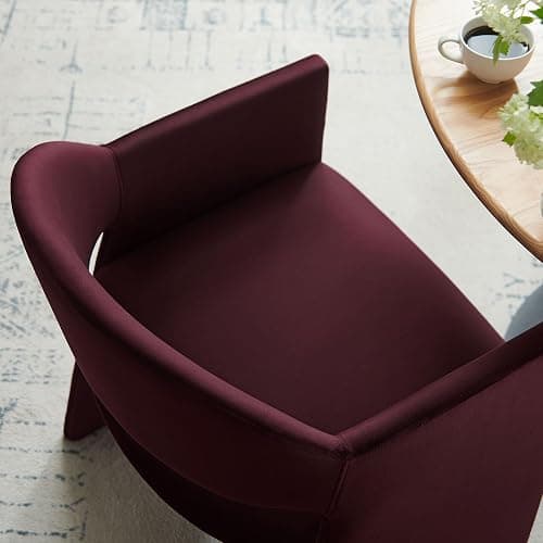 Modway Talia Performance Velvet Dining Armchair in Mulberry - Modern Curved Dining Chair with Open-Back - Stain-Resistant Velvet Barrel Chair - Living Room Accent Chair with Arms thumbnail 4