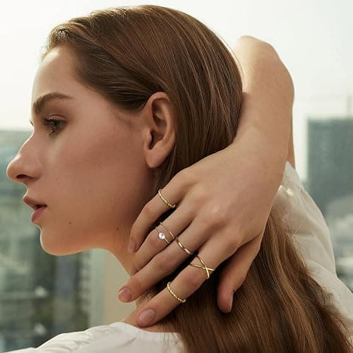 ONESING 18-31 Pcs Knuckle Rings for Women Stackable Rings Sets Vintage Joint Finger Rings Gold Rings Set for Women Men Hollow Carved Flowers Crystal Rings thumbnail 3