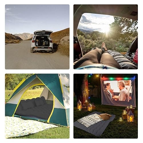 SUV Air Mattress, Inflatable SUV Mattress Bottle and Phone Holder Thickened Flocking & PVC Surface Car Air Mattress with Electric Air Pump Travel Mattress for Car Camping Road Trip (Black) thumbnail 7