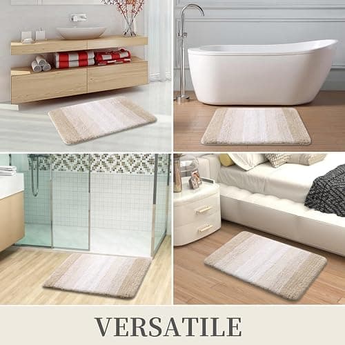 OLANLY Luxury Microfiber Bath Mat, Extra Soft and Absorbent Bathroom Mat, Non-Slip Plush Shaggy Bathroom Rug, Machine Wash Dry, Bath Rugs for Bathroom Floor, Tub and Shower, 16x24, Light Beige thumbnail 7