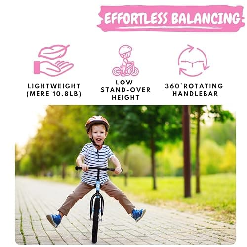 bicystar 16 Inch Kids Balance Bike for 5-8 Year Old, No Pedals, Air Tires, Footrests, Adjustable Height for Big Boys, Girls thumbnail 3