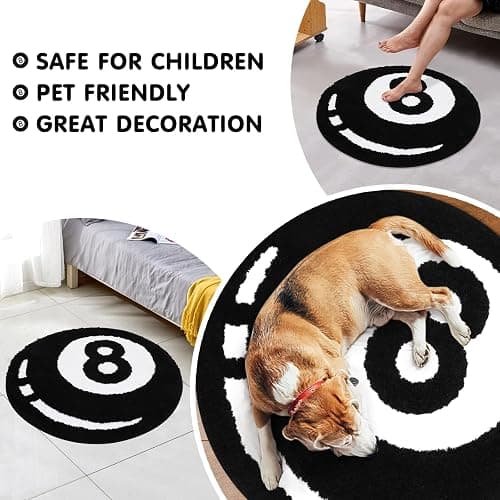 Percozzi 8 Ball Tufted Rug Billiards Bath Mat for Tub Cool Bedroom Aesthetic Bathroom Shower Absorbent Small Floor Carpet Minimalist Non Slip Trendy Bathmat Washable New Home Essentials House Decor thumbnail 6