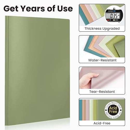 Sooez Folders with Pockets and Prong, 6 Pack, Green Colors, File Folders with Prongs, 2 Pocket Folders Bulk, Plastic Folder for School College Supplies, Aesthetic Nursing Cute School Supplies thumbnail 4