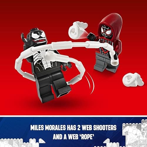LEGO Marvel Venom Mech Armor vs. Miles Morales, Posable Action for Kids, Marvel Building Set with Minifigures, Travel Toy, Super Hero Battle Gift for Boys and Girls Aged 6 and Up, 76276 thumbnail 5