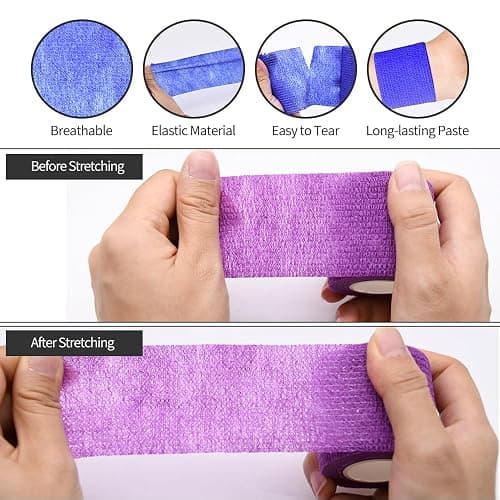 6pcs 2in Self Adhesive Bandage Wraps, Vet Wraps, 12 Colors to Choose, 5 Yard Self Adherent Wraps for Sports, Wrist, Ankle and Swelling thumbnail 5