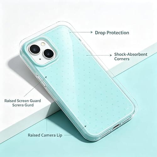 Luukalubo Teal Cute Polka Dot Glossy Slim Phone Case for iPhone 17 | Aesthetic Trendy Vintage Preppy Small Light Teal Green Dotted Shockproof Protective Cover for Women Girls thumbnail 5