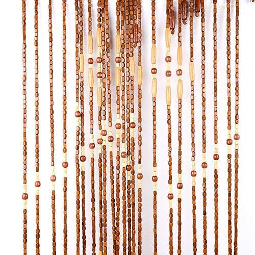 TFCFL Wooden Bead Curtain, 32 Lines Doorway Screen W35.4 X H68.9 for Porch Bedroom Living Room (Coffee) - Model 1 thumbnail 5