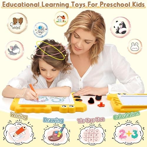 AiTuiTui Magnetic Drawing Board Toddler Toys Gift for Girls Boys, Color Sketch Writing Scribble Doodle Pad Travel Games, Educational Learning Kids Toys for Toddlers Birthday (Yellow) thumbnail 3