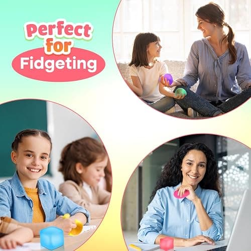 Fidget Toy Stress Cube 6 Pack - Squishy Fidget Toys for Relaxation, High Density Gel Filled, Fidgets for Classroom, Sensory Calming Toys for Kids Adults Children Teens thumbnail 5