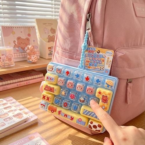 26-Key Cute Cartoon Clicky Keyboard Fidget Toy Keychain Stress Relief Keycap Clicker with Sensory Buttons Keyring Bag Pendant thumbnail 7
