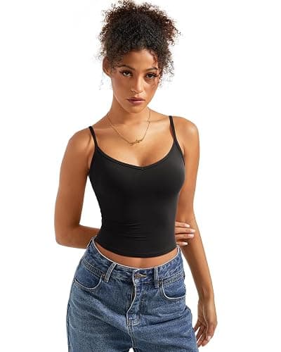 SUUKSESS Women Sexy V Neck Tank Tops Y2K Going Out Top Fitted Basic Cami Shirts thumbnail 4