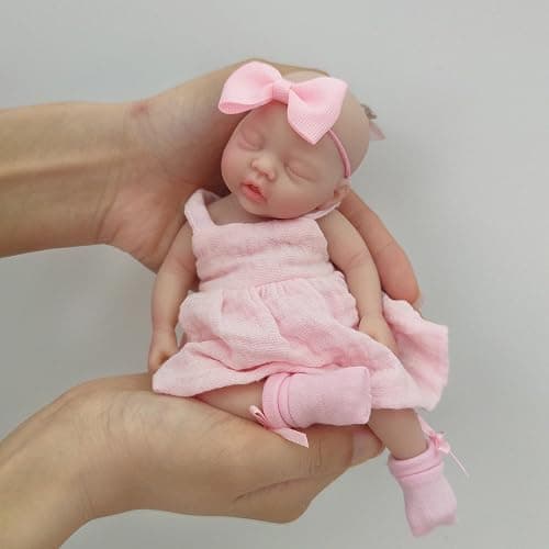 Mire & Mire Reborn Baby Dolls 7 Inch Girl Silicone Mini Doll Realistic Newborn Baby Dolls Silicone Full Body Stress Relief Hand Made thumbnail 4
