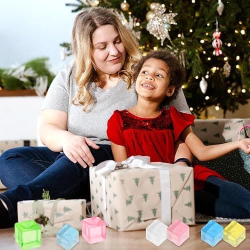 10 Pcs Squishy cube, Ice cube squishy, Stress Cube Stress-Relieving Little Thing for Family or Friend Gift Party(Purple Blue Orange Green Pink Transparent White) thumbnail 7