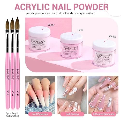 SAVILAND Acrylic Nail Kit with Drill: Professional Nails Kit Acrylic Set with Everything U V Light Nail Art Brush Glitter Powder Nail Stuff for Home DIY Salon Use Christmas Gift Set thumbnail 4