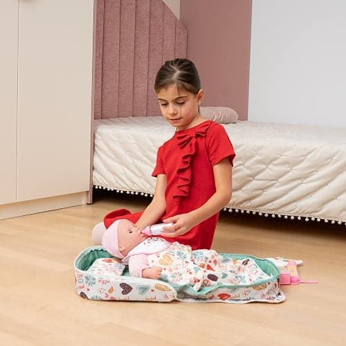 HappyVk Baby Doll Bed Set-Portable Doll Bassinet for Dolls up to 21 inches - Handbag for Girl - Love Design thumbnail 7