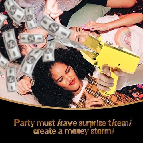 Money Gun Shooter – RUVINCE Gold Money Gun for Movies That Look Real, Prop Gun Make it Rain, Handheld Cash Gun for Game Movies Party thumbnail 5