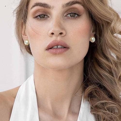Pearl Earrings for Women dangling 14K Gold Pearl Drop Earrings Stud 5A Diamond Dangle Fashion Elegent Jewelry thumbnail 4