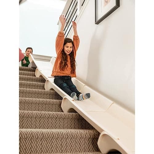 Stairslide 4-Pack Modular Indoor Slide for Home Staircases, White - Stair Attachment Ramps for Kids with Non-Slip Grip Bottom, Easy to Store, No Installation Needed thumbnail 2